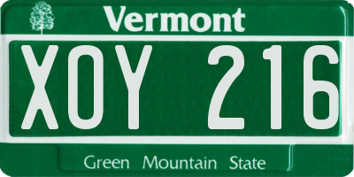 VT license plate XOY216