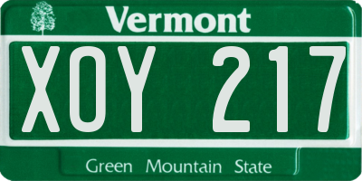 VT license plate XOY217