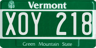 VT license plate XOY218