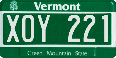 VT license plate XOY221
