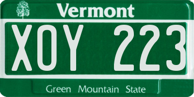 VT license plate XOY223