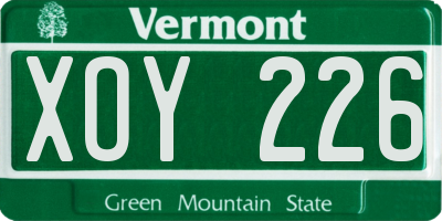 VT license plate XOY226