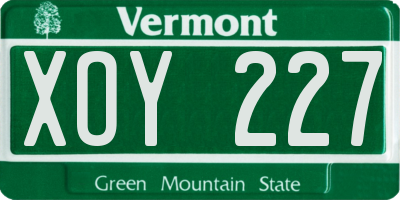 VT license plate XOY227
