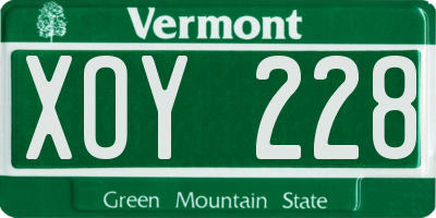 VT license plate XOY228