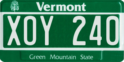 VT license plate XOY240