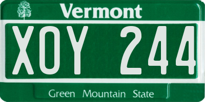 VT license plate XOY244