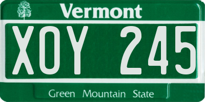 VT license plate XOY245