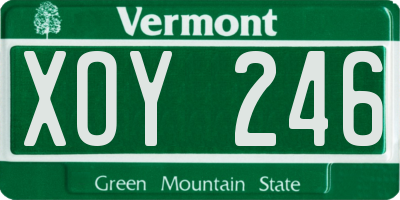 VT license plate XOY246