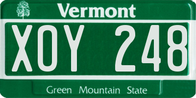 VT license plate XOY248