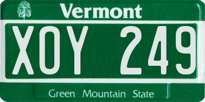 VT license plate XOY249