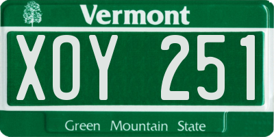 VT license plate XOY251