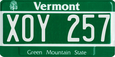VT license plate XOY257
