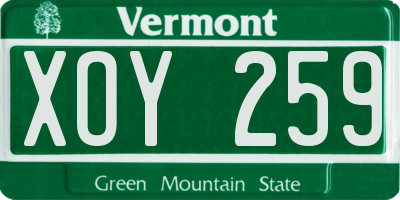 VT license plate XOY259