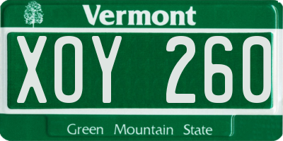 VT license plate XOY260