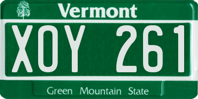 VT license plate XOY261