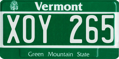 VT license plate XOY265