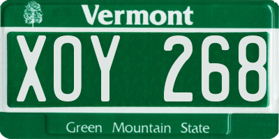 VT license plate XOY268