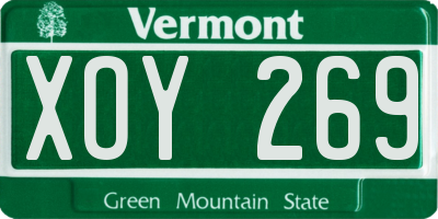 VT license plate XOY269