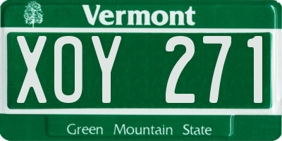 VT license plate XOY271