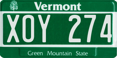 VT license plate XOY274