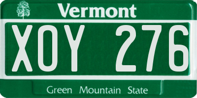 VT license plate XOY276
