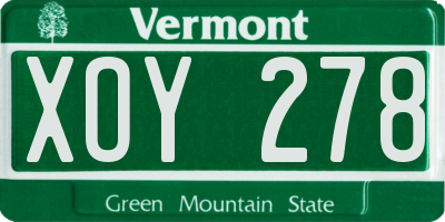 VT license plate XOY278