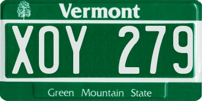 VT license plate XOY279