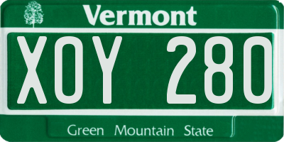 VT license plate XOY280