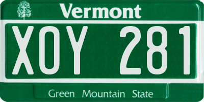 VT license plate XOY281