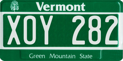 VT license plate XOY282