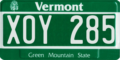 VT license plate XOY285