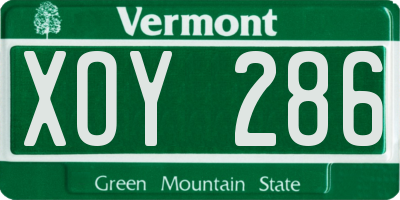 VT license plate XOY286