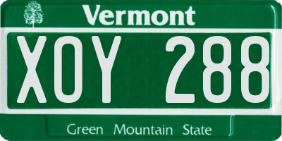 VT license plate XOY288