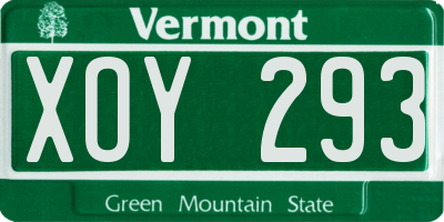 VT license plate XOY293
