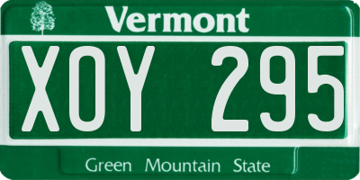 VT license plate XOY295