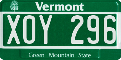 VT license plate XOY296