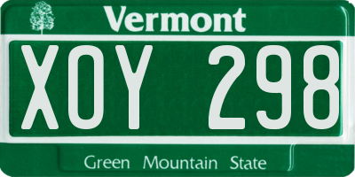 VT license plate XOY298