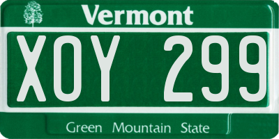 VT license plate XOY299