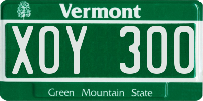 VT license plate XOY300