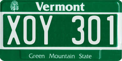 VT license plate XOY301
