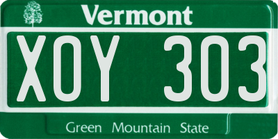 VT license plate XOY303