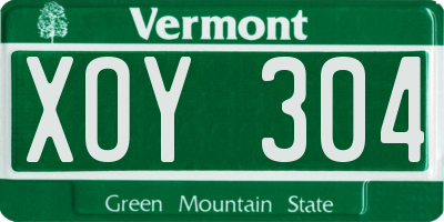 VT license plate XOY304