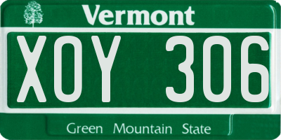 VT license plate XOY306