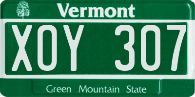 VT license plate XOY307