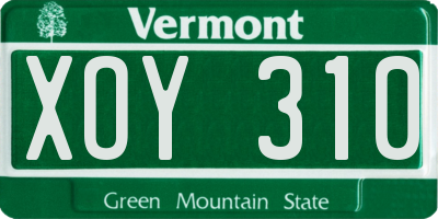 VT license plate XOY310