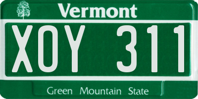VT license plate XOY311