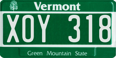VT license plate XOY318