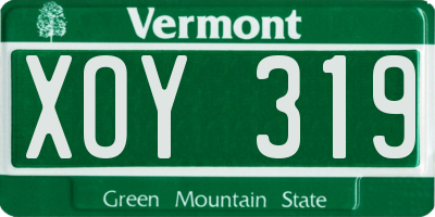 VT license plate XOY319