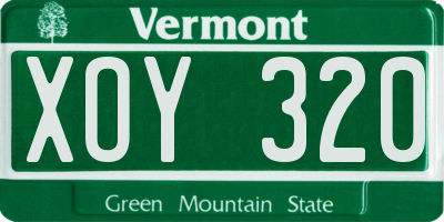 VT license plate XOY320