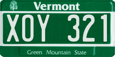VT license plate XOY321